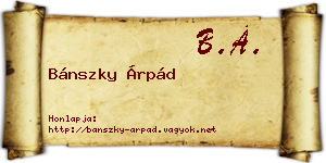 Bánszky Árpád névjegykártya