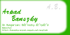 arpad banszky business card